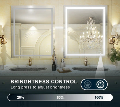 3-Color Dimmable Frontlit LED Bathroom Mirror – ETL Certified - Anti-Fog - Wall-Mounted Vanity - Lumens Depot