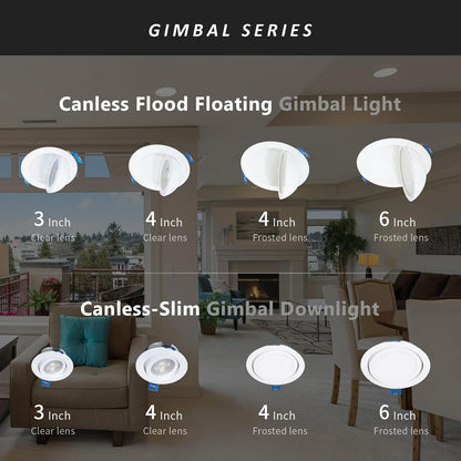 3-Inch Gimbal LED Recessed Downlight, 5CCT, 6W, 345LM, CRI 90+, ETL/Energy Star/T24 - Lumens Depot