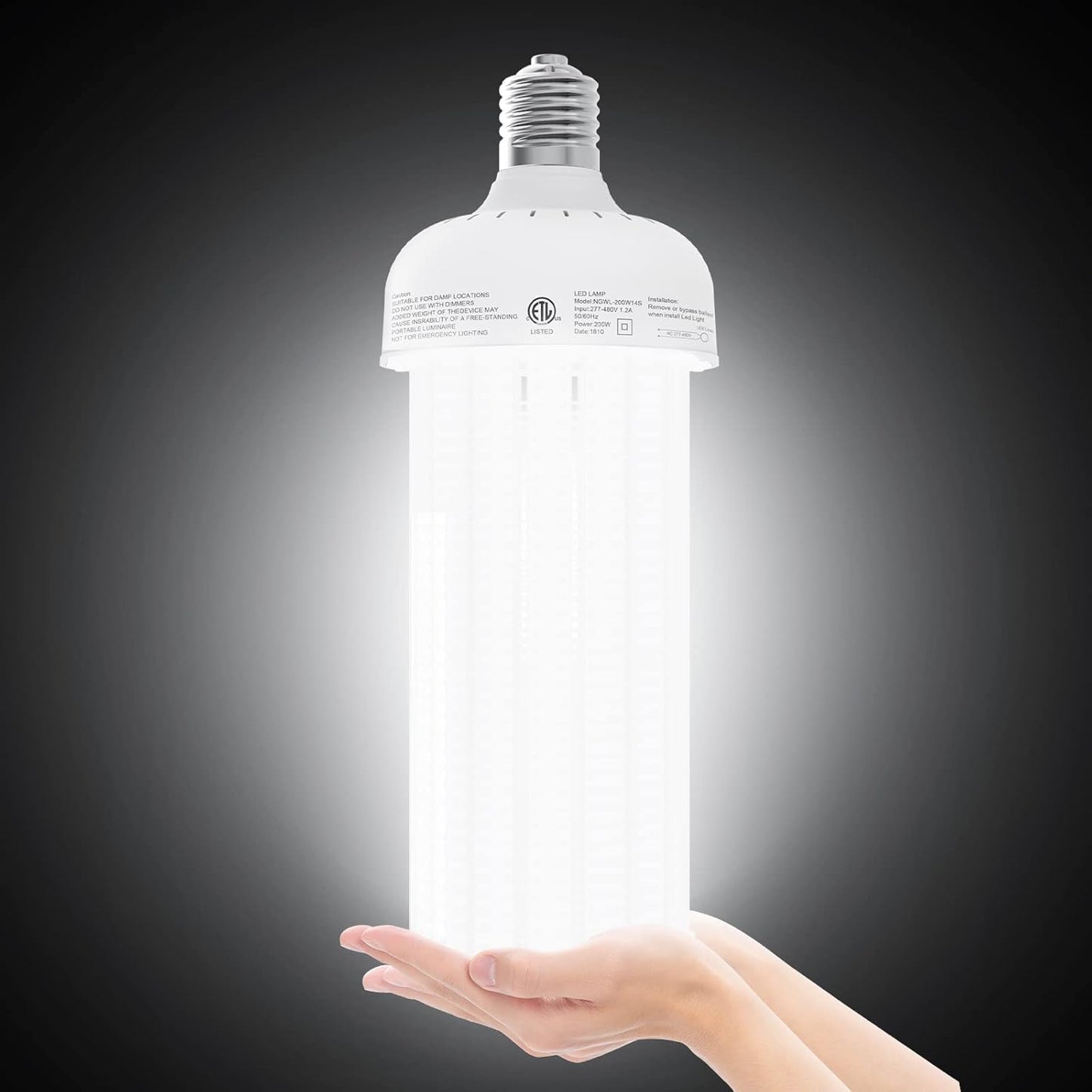 250W LED Corn Light 6300K E39 100-277VAC, No PC Cover – 37,500LM, Replaces 1000W MH/HPS/HID/CFL - Lumens Depot