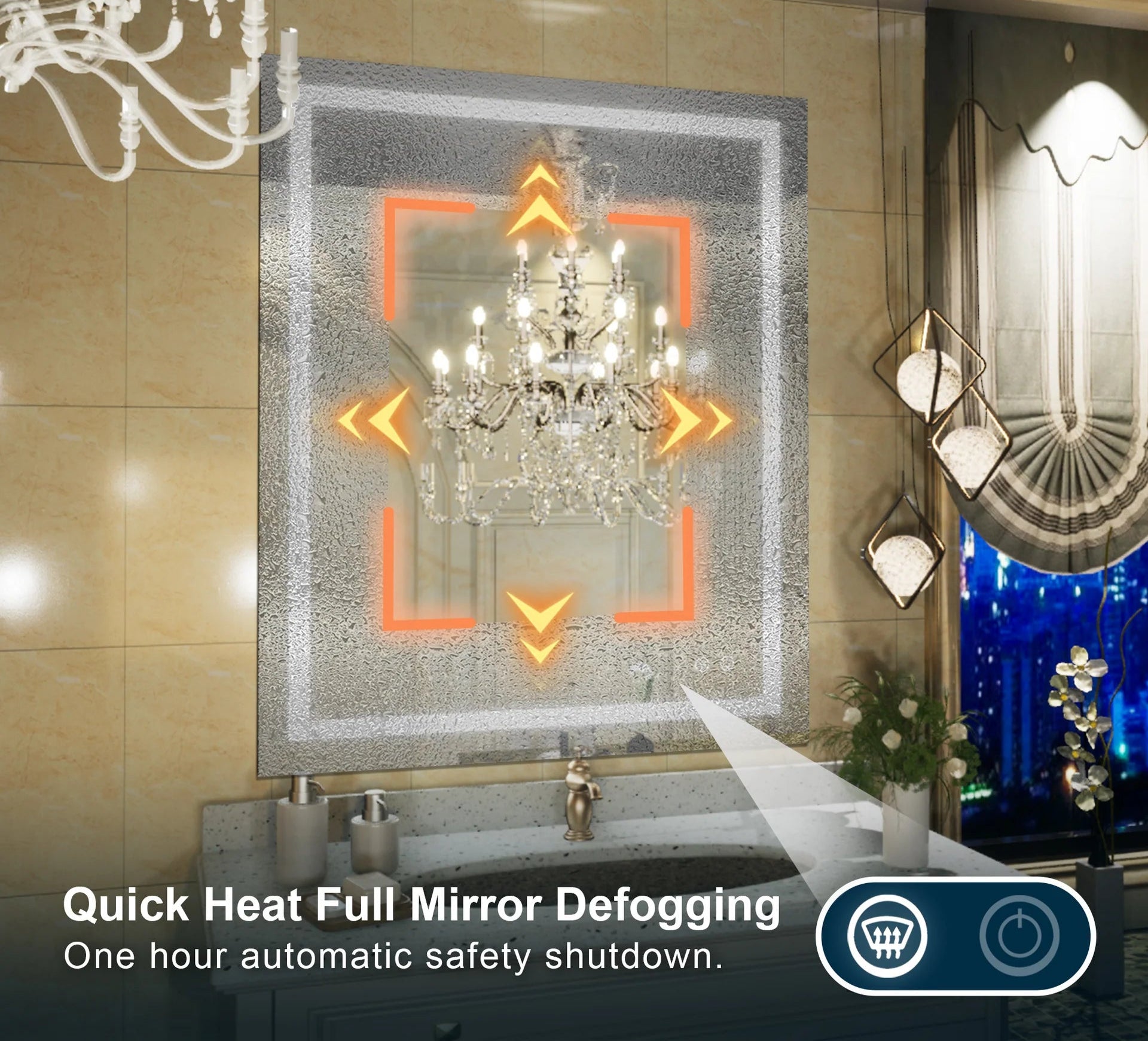 3-Color Dimmable Frontlit LED Bathroom Mirror – ETL Certified - Anti-Fog - Wall-Mounted Vanity - Lumens Depot
