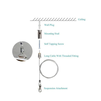 5ft Suspension Cable Kit for Panel, Troffer, Linear, and Shop Lights (Set of 4)