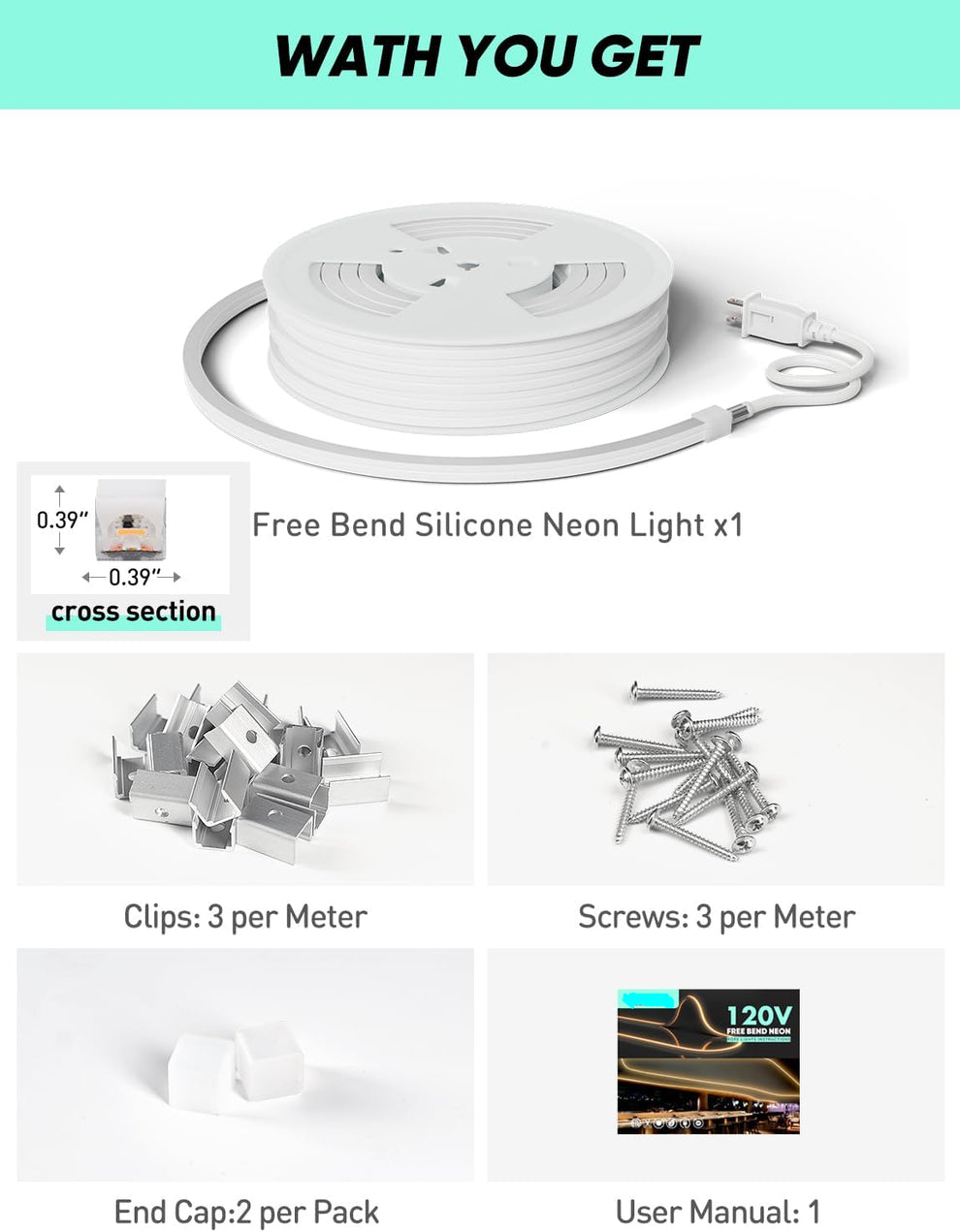120V 3D Bend Neon Flex LED Strip Light – Flexible, 2800K Warm White