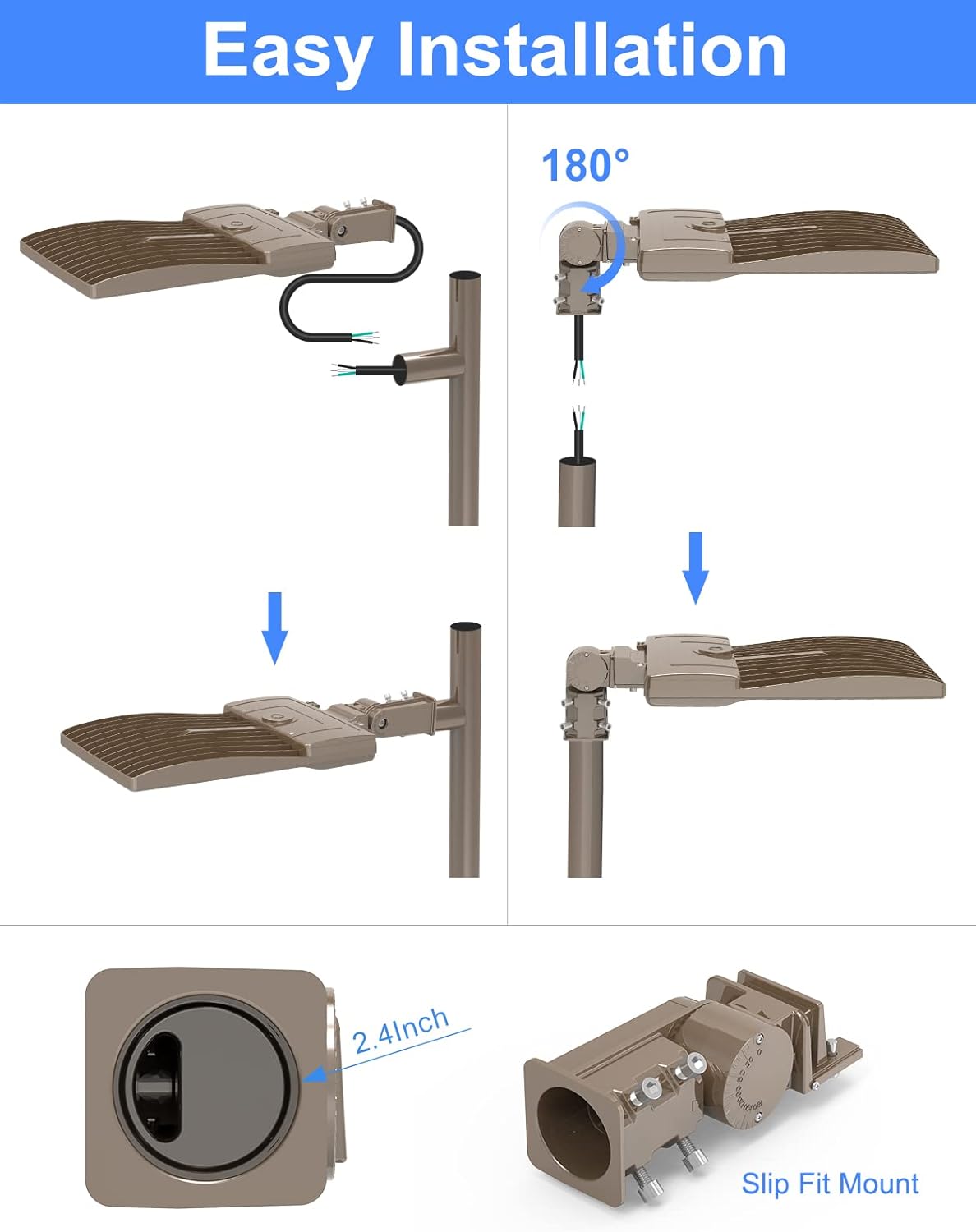 400W LED Parking Lot Light with Slip Fitter, 56,000LM, 5000K, UL DLC ETL Listed, IP65 Waterproof Shoebox Light for Outdoor Commercial Street & Area Lighting (100-277V) - Lumens Depot