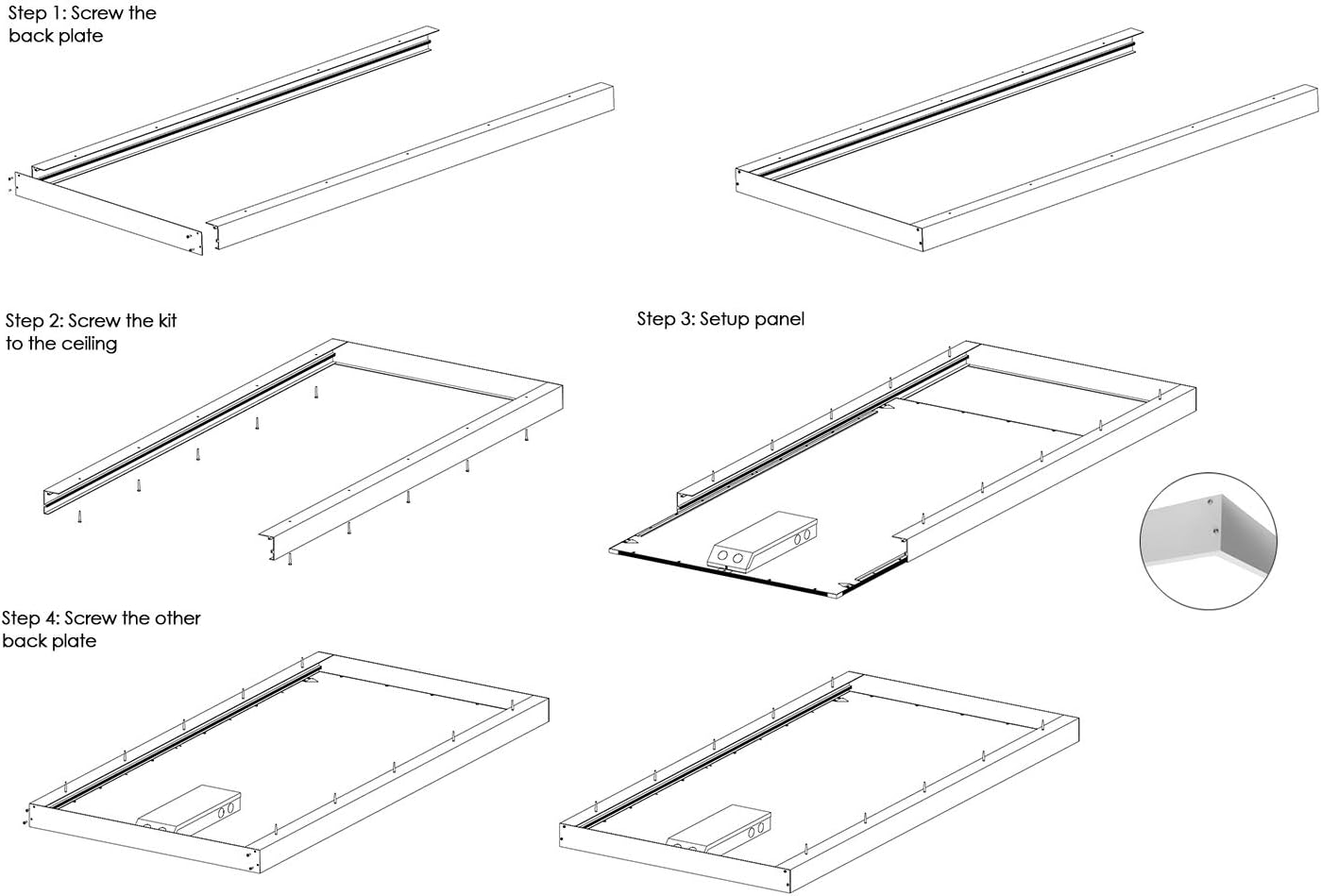 2x4 Aluminum Surface Mount Kit for LED Flat Panels