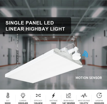 2FT 155W LED Linear High Bay Light with Motion Sensor, 20925LM, 5000K