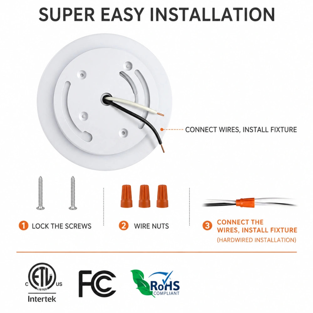 6 Inch Ceiling Light, Surface Mount, 15W, 3000K, 1,050LM, 120 VAC