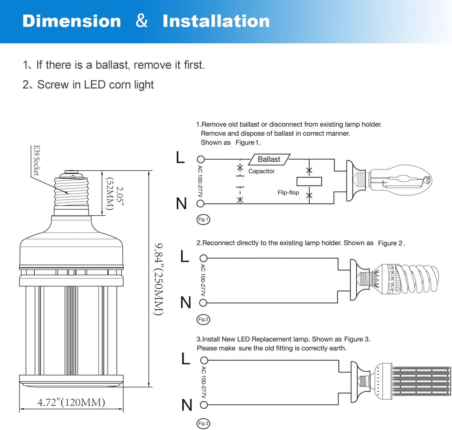 80W LED Retrofit Corn Bulb | 175W HID Replacement | 11,300 Lumens | E39 Base | 5000K Daylight | 100-277VAC | High Bay & Area Lighting - Lumens Depot