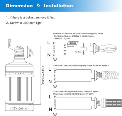 80W LED Retrofit Corn Bulb | 175W HID Replacement | 11,300 Lumens | E39 Base | 5000K Daylight | 100-277VAC | High Bay & Area Lighting - Lumens Depot