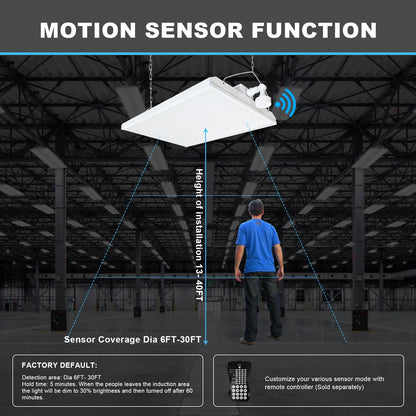 2FT 155W LED Linear High Bay Light with Motion Sensor, 20925LM, 5000K