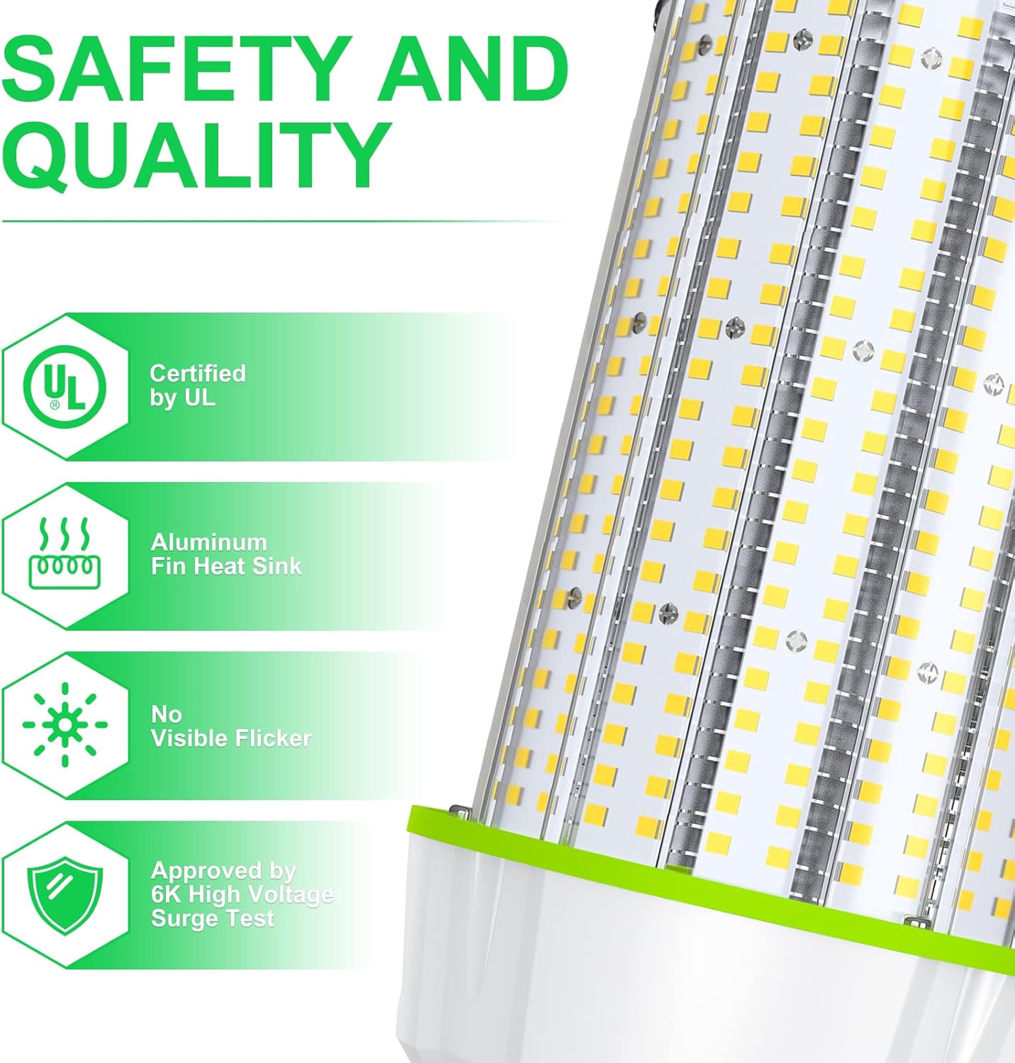 LED Corn Bulb, 100W, 15,000 lumens, 5000K, E39 Base, 277-480 VAC, 480 VAC HID Replacement - Lumens Depot