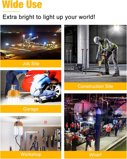 150W LED Work Light - 5000K, 360° Beam Angle, High CRI >80, 100-277V AC, ETL Certified for Factory & Warehouse - Lumens Depot