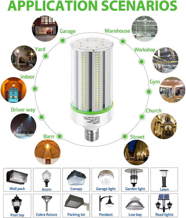 LED Corn Bulb, 80W, 11,200 lumens, 5000K, E26/E39 Base, 100-277 VAC - Lumens Depot