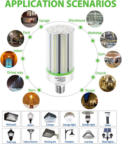 LED Corn Bulb, 80W, 11,200 lumens, 5000K, E26/E39 Base, 100-277 VAC - Lumens Depot