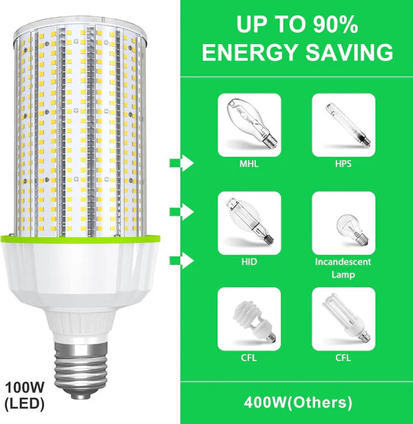 LED Corn Bulb, 100W, 15,000 lumens, 5000K, E39 Base, 277-480 VAC, 480 VAC HID Replacement - Lumens Depot