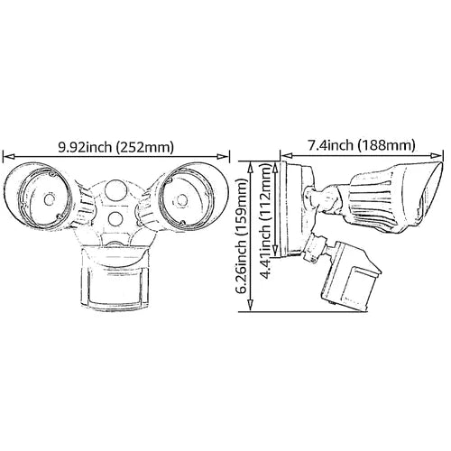 20W White Twin Head Motion Sensor Light, 1400LM, 5000K