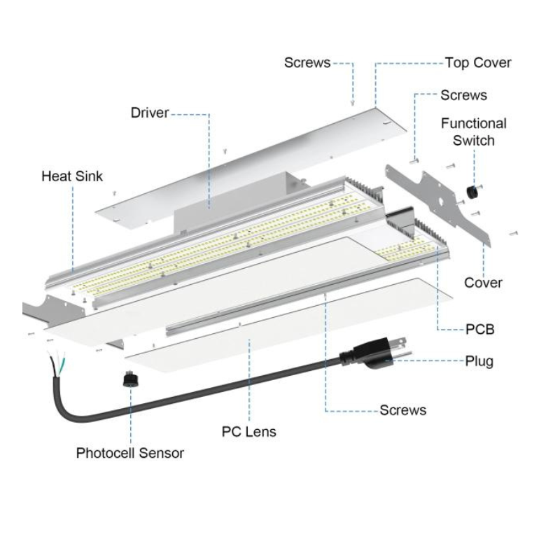 1.2ft LED Linear High Bay Lights | Adjustable CCT & Wattage 150W | 3000K-4000K-5000K | 22,500 Lumens Max | Versatile Lighting Solution - Lumens Depot