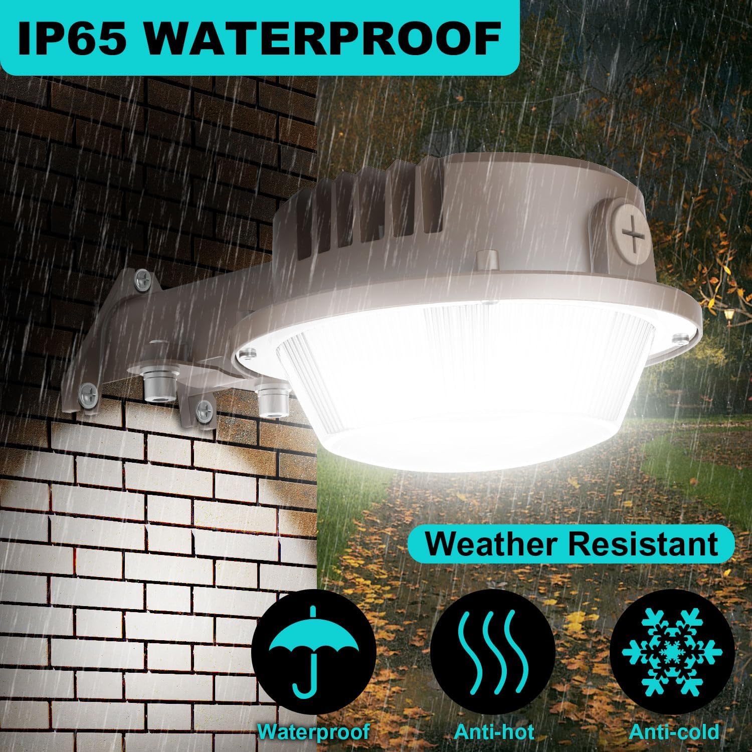 50W LED Barn Light with Photocell, 7000LM, 5000K Daylight, IP65 Wall Mount Farm & Yard Light, Dusk to Dawn Outdoor Security Area Light, 400W MH/HPS Equivalent, ETL Listed - Lumens Depot