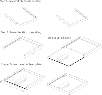 2x2 Surface Mount Kit for LED Flat Panel Light - Aluminum Ceiling Frame