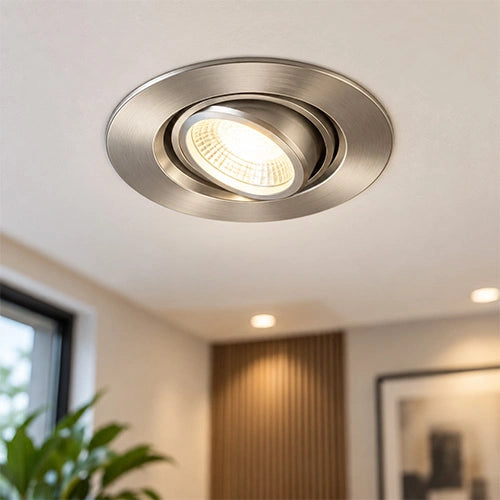 Brushed Nickel Goof Ring - 4.5″ Diameter for 3-Inch Round LED Gimbal Recessed Light