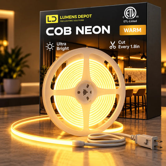 COB LED Neon Rope Light, 110-120V, 2800K Warm White, 10W/M, 800 LM/M - Lumens Depot