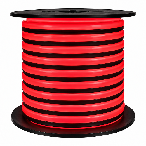 LED Flexible Neon Rope Light - 164 Watt - Red - 120V - 50 Feet - Includes Clips Connectors & AC Powered KIT - IP67 - ETL Listed