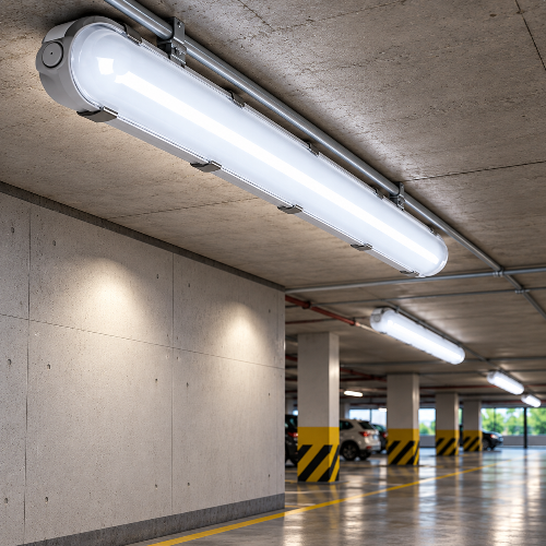 4ft LED Vapor Tight Fixture, Selectable 34/38/45W and CCT, 120-277 VAC, 5,850 Lumens
