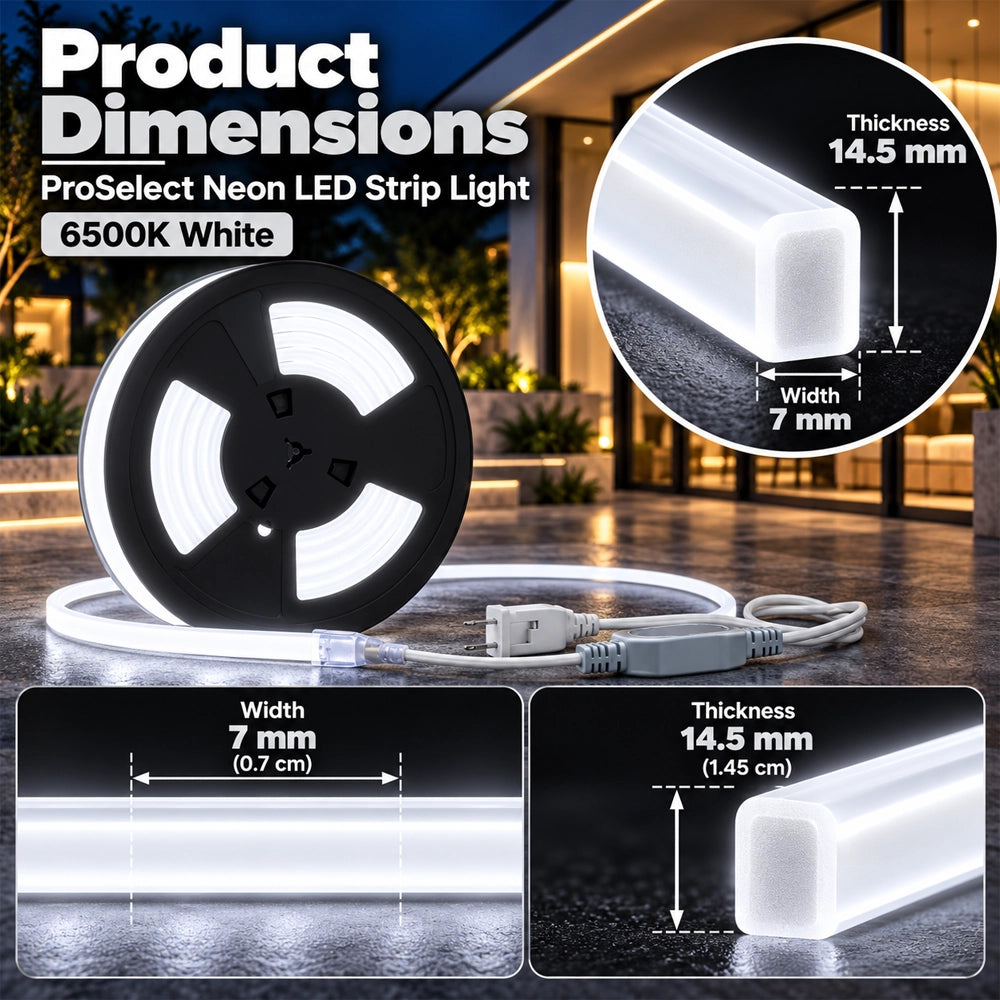 Cool White LED Neon Rope Light, 6500K, 110-120V, 7W/Meter and 220LM/W, Flexible, Cuttable - Lumens Depot