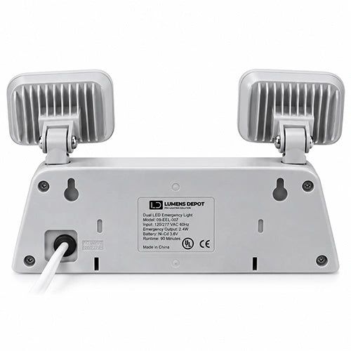 Dual LED Emergency Light with Battery Backup - Dual Voltage, 2.4W, 90-Minute Operation