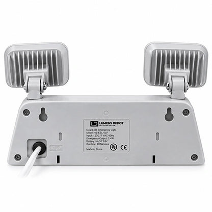 Dual LED Emergency Light with Battery Backup - Dual Voltage, 2.4W, 90-Minute Operation