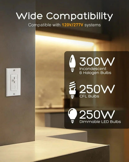 ELV Slide Dimmer Light Switch Pack Wall Plate Included UL Listed - Lumens Depot