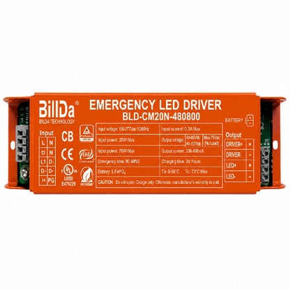 Emergency LED Driver – 20W, 90-Minute Backup - AC120-347V - DC Side Wiring - Lumens Depot