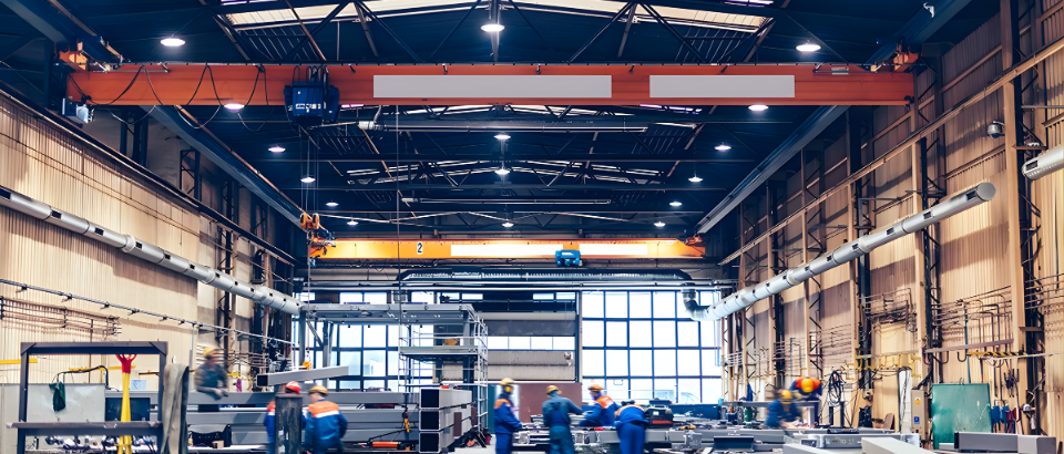 Explosion-proof LED high bay light installed in a hazardous industrial facility