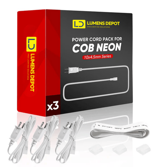 6FT Extra Power Cord Pack for 120V Flexible COB LED Neon Rope Light – 10x4.5mm - Lumens Depot