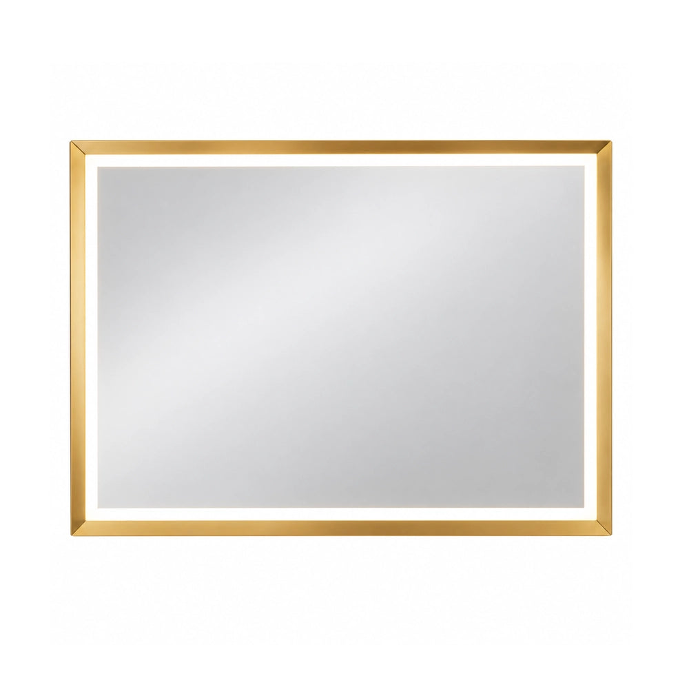 Gold Frontlit Metal Frame Mirror with LED Lighting & Modern Design