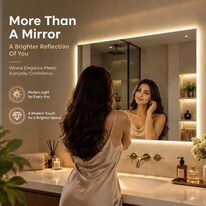 LED Backlit Bathroom Mirror with Adjustable Color & Anti-Fog Function