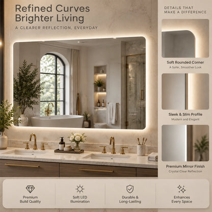 LED Backlit Bathroom Mirror with Adjustable Color & Anti-Fog Function