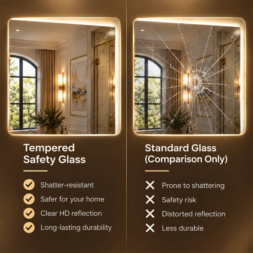 LED Backlit Bathroom Mirror with Adjustable Color & Anti-Fog Function