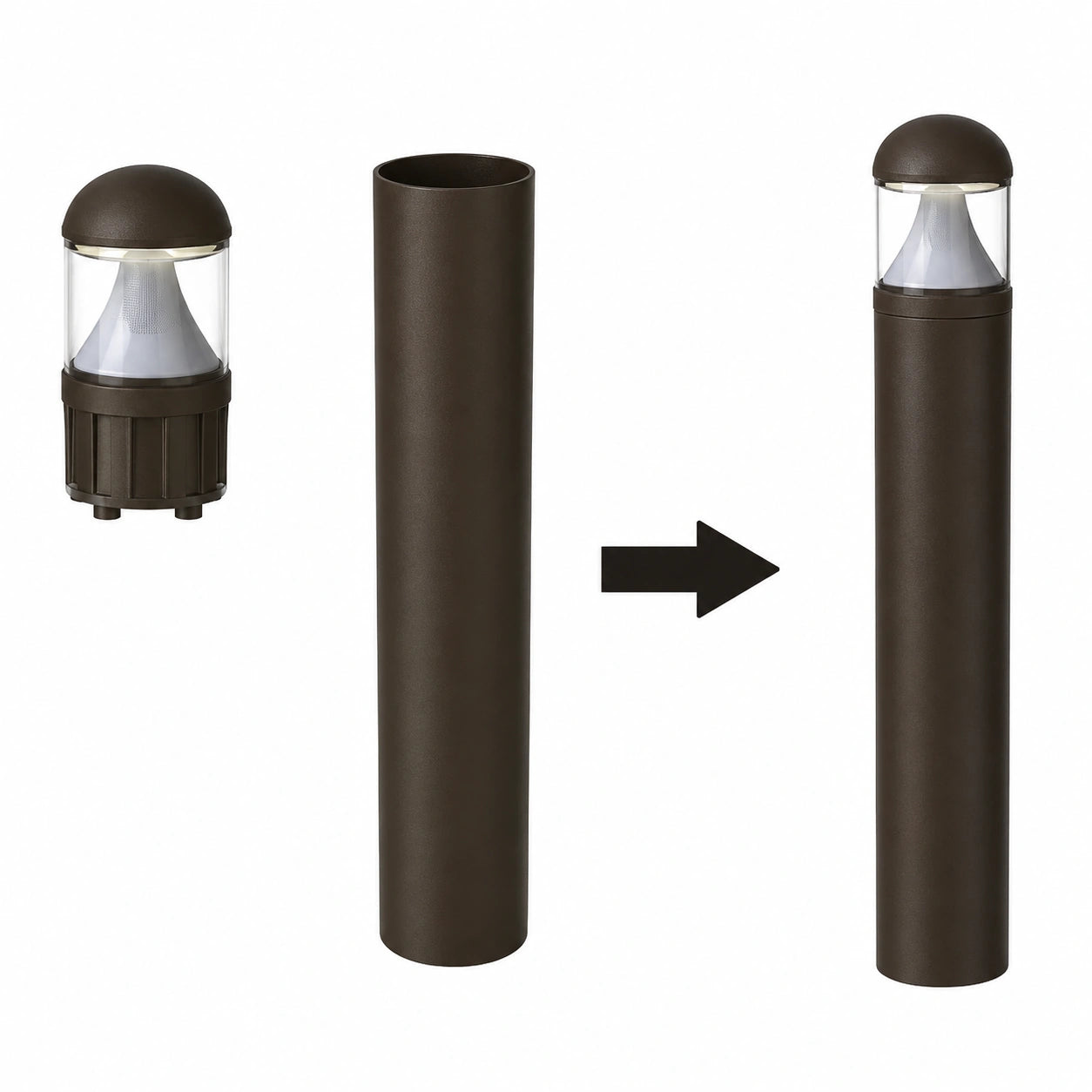 LED Bollard Light, Adjustable 14W/19W/24W and CCT, 3,360 Lumens, 120-277 VAC, Round Pole Included - Lumens Depot