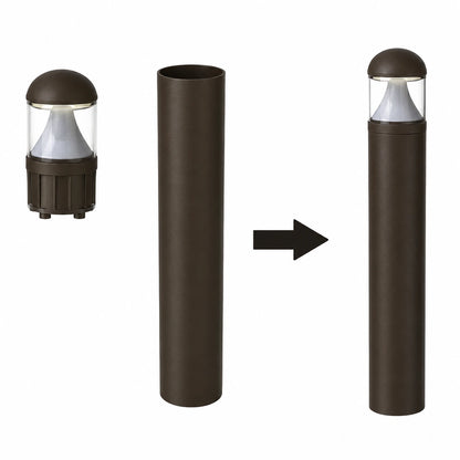 LED Bollard Light, Adjustable 14W/19W/24W and CCT, 3,360 Lumens, 120-277 VAC, Round Pole Included - Lumens Depot