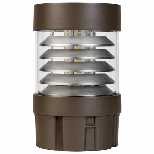 LED Bollard Light, Selectable 24W/19W/14W and CCT, 3,360 Lumens, 120-277 VAC, Round Pole Included