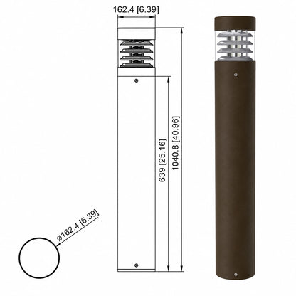 LED Bollard Light, Selectable 24W/19W/14W and CCT, 3,360 Lumens, 120-277 VAC, Round Pole Included - Lumens Depot