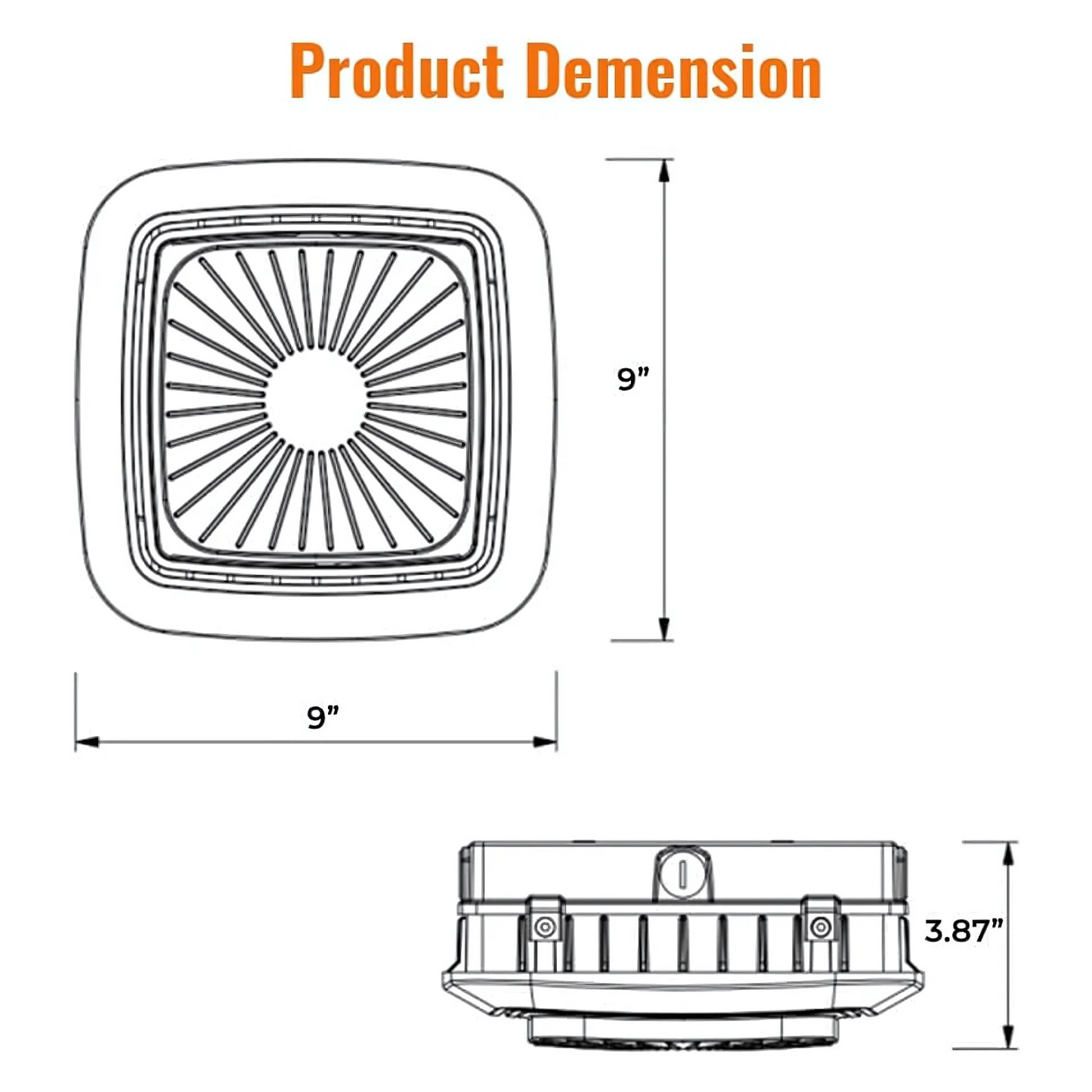 LED Canopy Light - Built-in Motion Sensor, Selectable 75W/50W/30W and CCT, 9,800 Lumens, 100-277 VAC, PC Lens