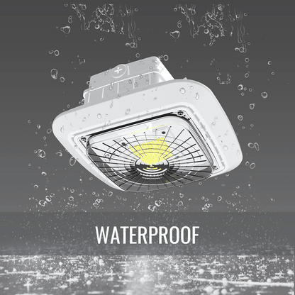 LED Canopy Light - Built-in Motion Sensor, Selectable 75W/50W/30W and CCT, 9,800 Lumens, 100-277 VAC, PC Lens