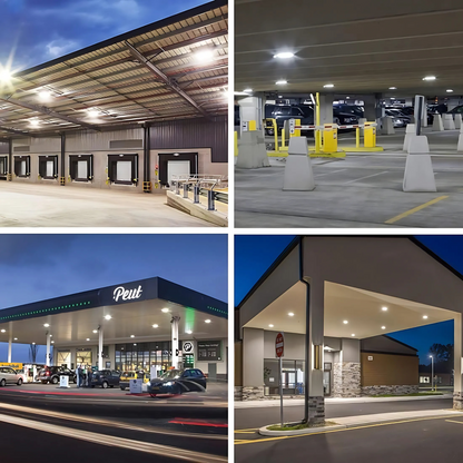 LED Canopy Light - Built-in Motion Sensor, Selectable 75W/50W/30W and CCT, 9,800 Lumens, 100-277 VAC, PC Lens