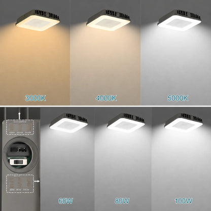 LED Canopy Light, Audio Jack Sensor Based, 100W/80W/60W, 3500K-5000K, 13000 Lumens, 120-277 VAC