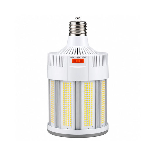 LED Corn Bulb, 80W/150W/200W Adjustable Watts, 28,400 Lumens, 3000K/4000K/5000K CCT Selectable, E39 Base, 100-277 VAC - Lumens Depot