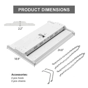 LED Linear High Bay Light-Twin Panel, 2ft, 170W, CCT 4000K/5000K, 22,950 Lumens, 120V-277 VAC - Lumens Depot