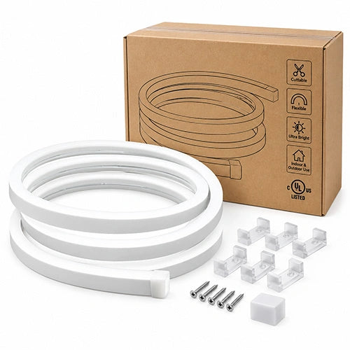 LED Neon Rope Light – 50FT - 144W - 24V DC - Ultra-Bright White - UL Listed - Flexible & Cuttable