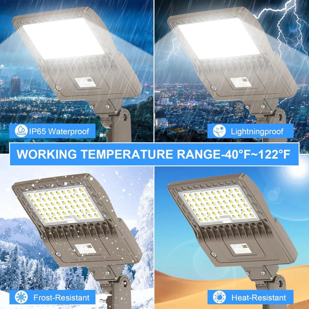 LED Parking Lot Light, 320W, 5000K, 48,000 Lumens, 100-277 VAC, built-in Photocell, Slip-fitter Mount
