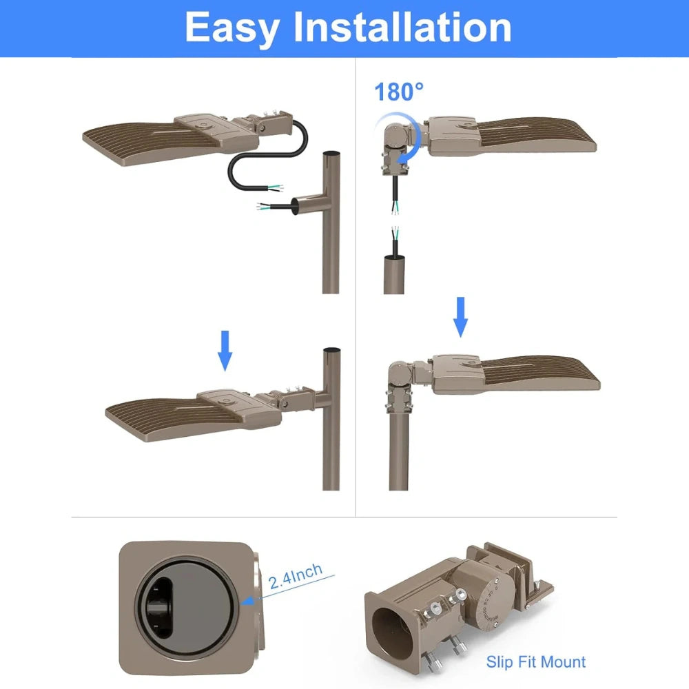 LED Parking Lot Light, 320W, 5000K, 48,000 Lumens, 100-277 VAC, built-in Photocell, Slip-fitter Mount